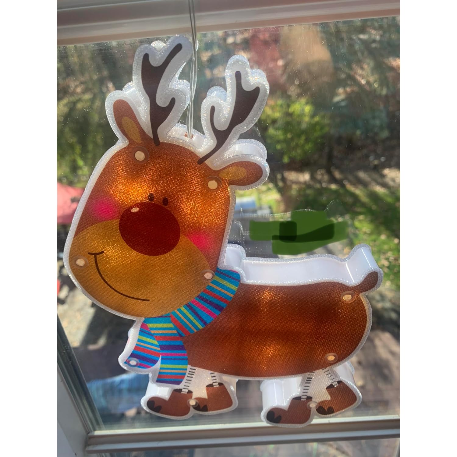 Christmas Led Window Light Decorations Fastened With Suction Cup Or Hook, Battery Operated With On/Off Switch (Holiday T