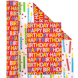 30 Inch Jumbo Reversible Birthday Wrapping Paper - 30 Inch X 100 Feet Jumbo Roll - Happy Birthday Wrapping Paper For Holiday, Baby Shower