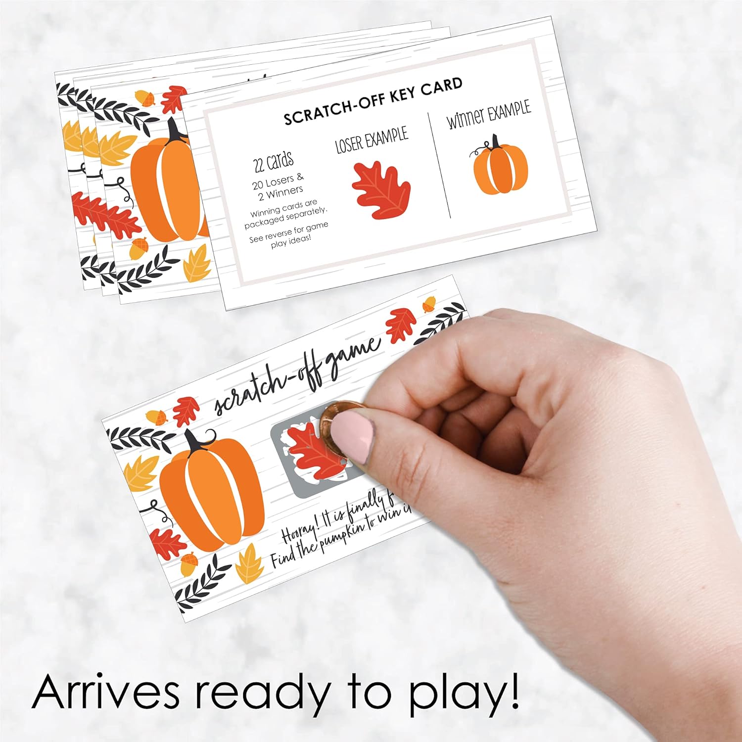 Big Dot of Happiness Fall Pumpkin Scratch Off Game - 22 Count, Ages 3+