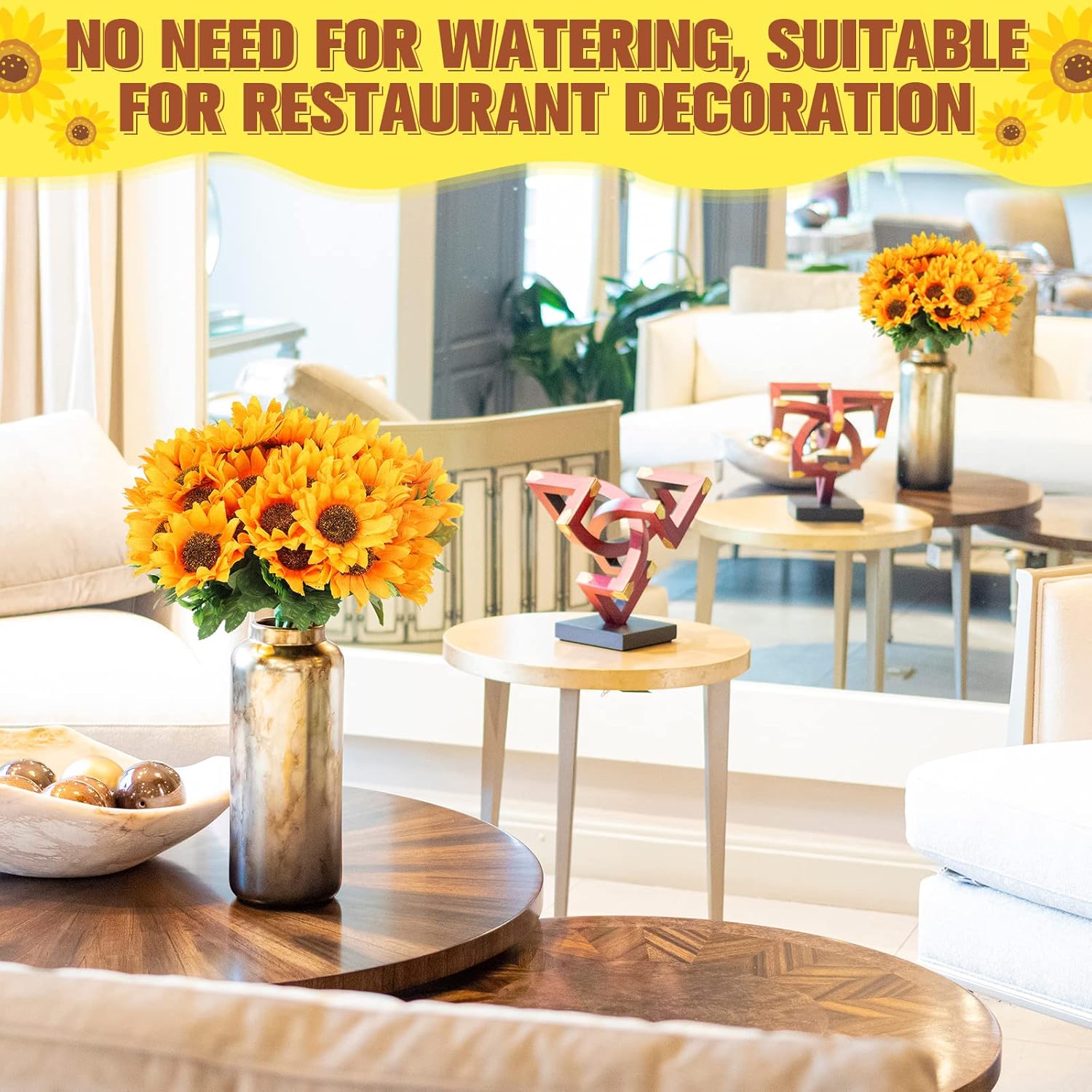 30 Bunches Sunflower Artificial Flowers, Each With 7 Heads, 11.8'' High Bride Holding Silk Bouquet Sunflower Decor Centerpieces For Tables Party Wedding Home Decor Craft
