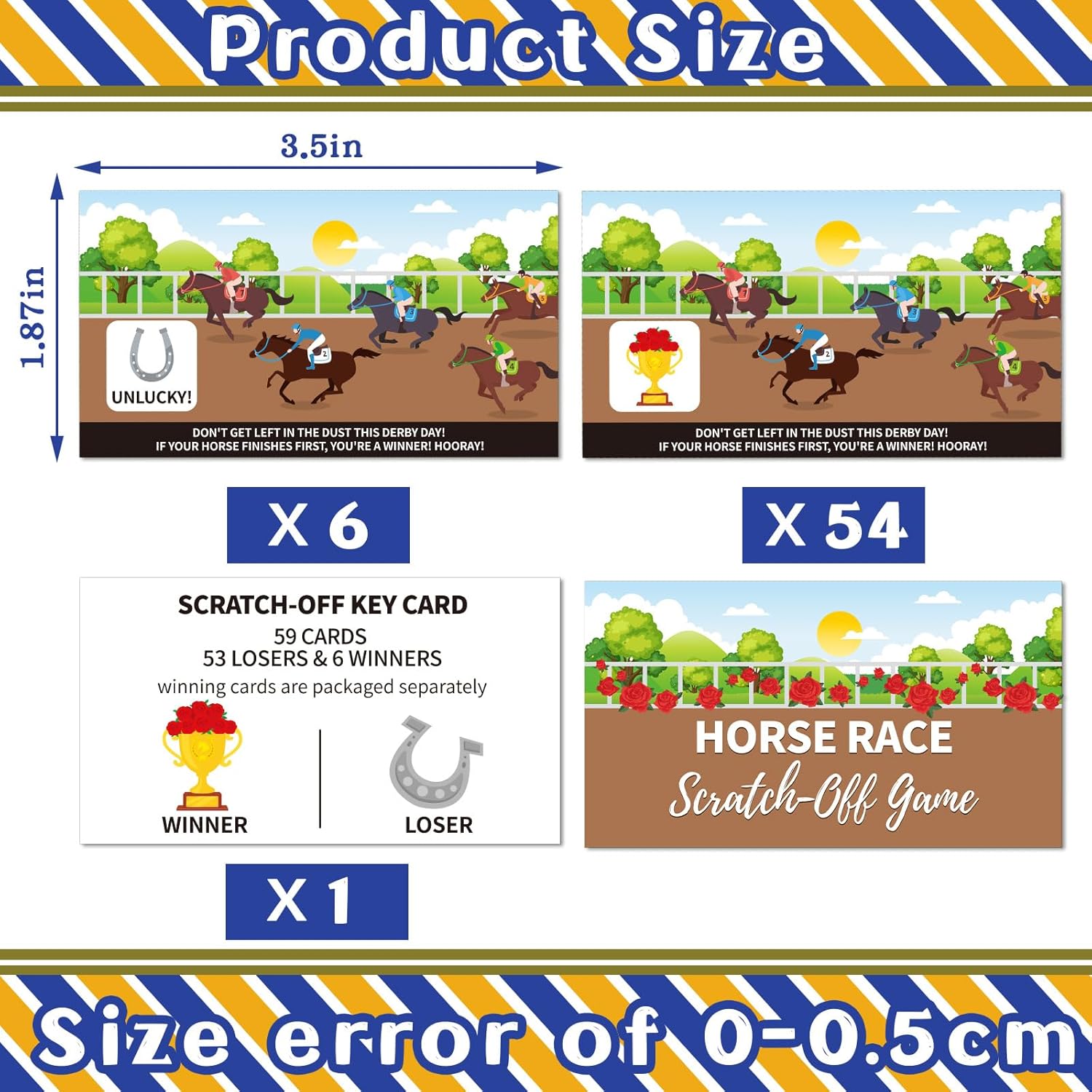 60Pcs Kentucky Horse Derby Party Supplies Game - Horse Racing Scratch - Off Cards, Horse Game Supplies, Birthday Party Games, Bachelor Party Games