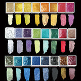 Metallic Watercolor Paints Set For Adult Artists, 24 Glitter Solid Watercolors 2Ml Half Pans Metal Case Sparkle Pearlescent Shiny Watercolour Painting Set