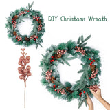 24 Pack Rose Gold Christmas Glitter Berries Stems Artificial Christmas Picks For Christmas Tree Ornaments Wreath, Crafts, Holiday And Home Decor