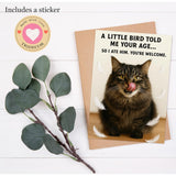 Funny Birthday Cards For Women, Men, Him, Her - Folded Card 5"X7", 350Gsm Cardstock With Sticker, Envelope - Humorous Unique Gift Cat Lover For 30Th, 40Th, 50Th, 60Th, 70Th, 80Th, 90Th, 100Th