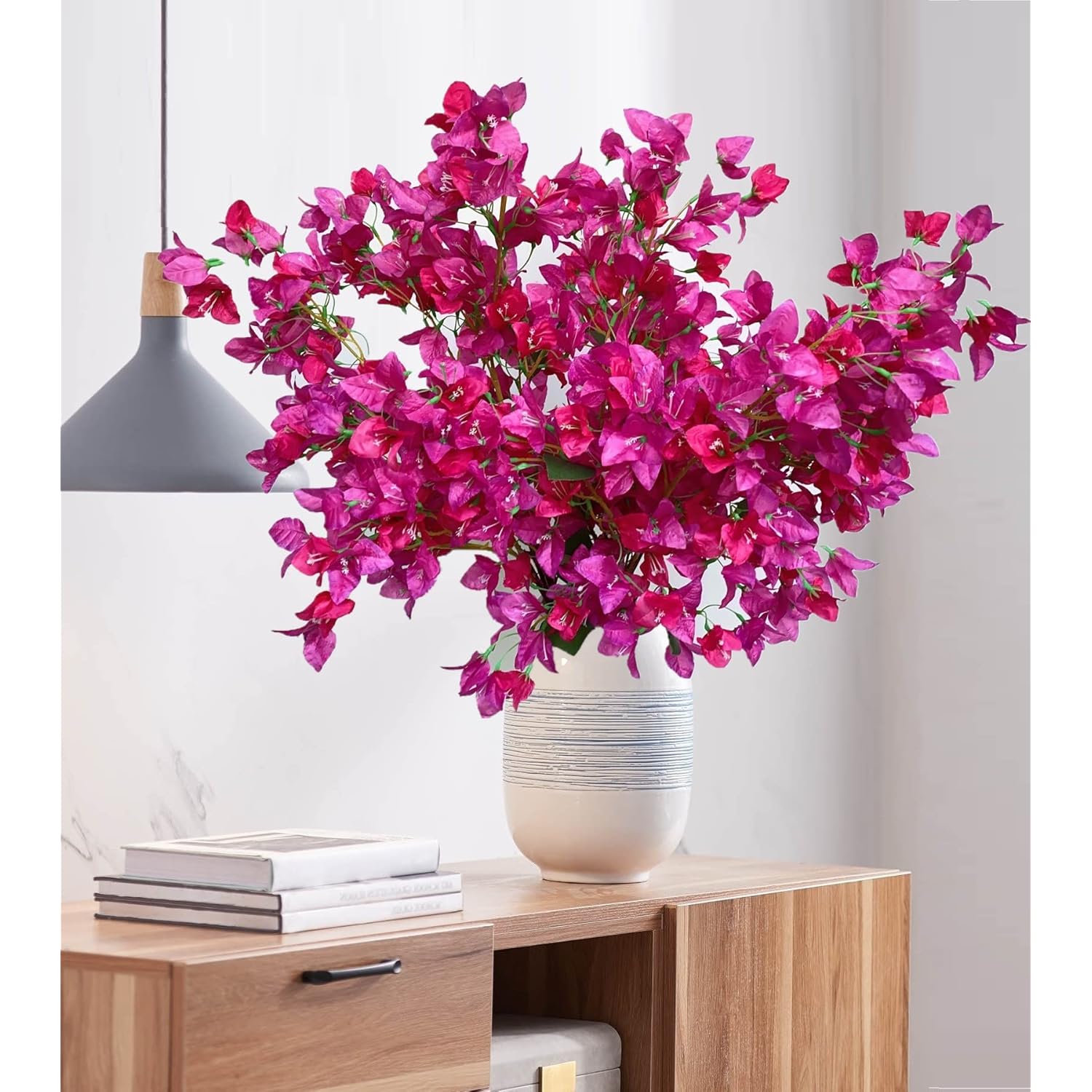 Artificial Bougainvillea Flower Stems Silk Flowers Arrangement For Home Wedding Indoor Outdoor Decorations Table Centerpiece - 6Pcs (Fuchsia)