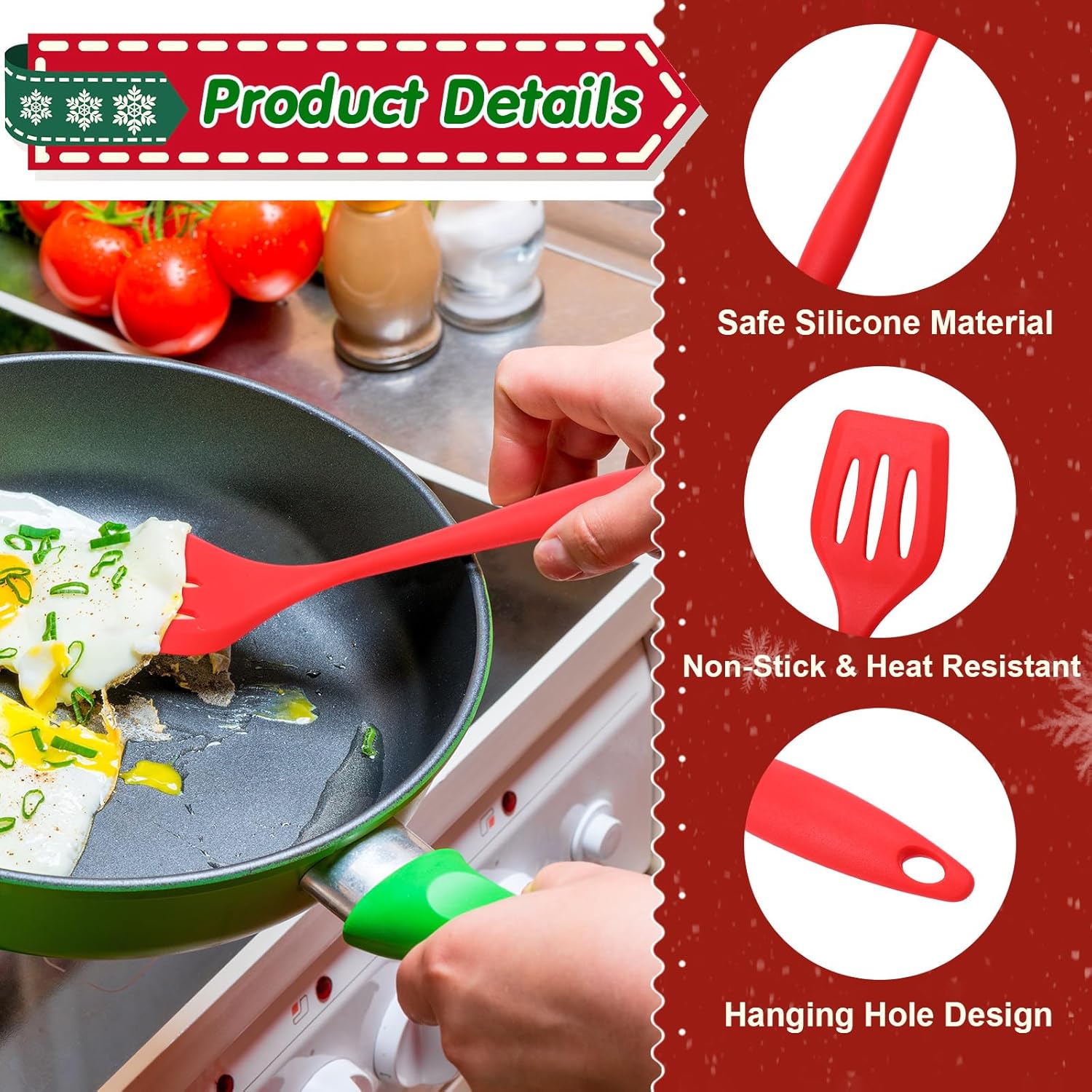 24 Pack Christmas Kitchen Utensils Gifts Bulk 13.4 Inch Silicone Spatula Turner Heat Resistant Silicone Slotted Spatula Christmas Cooking Utensils For Women Men Xmas Holiday Gifts