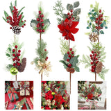 8Pcs Pines Cones Red Berry Stems Picks Christmas Pinecones Berry Faux Red Holly Berry Pine Cones Christmas Picks And Sprays Picks Artificial Pine Branches Holly Stem For Holiday Wreath Garland