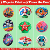 Glow In The Dark Rock & Shell Painting Kit Arts And Crafts For Kids Ages 6-12, Kids Craft Paint Kit, Art Supplies Toy, Creative Painting Kits, Christmas Toy Gifts For Boys Girls