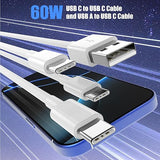 4 Pack CarPlay Charging Cable Set USB C to USB C and USB A to USB C for iPhone 17 16 15