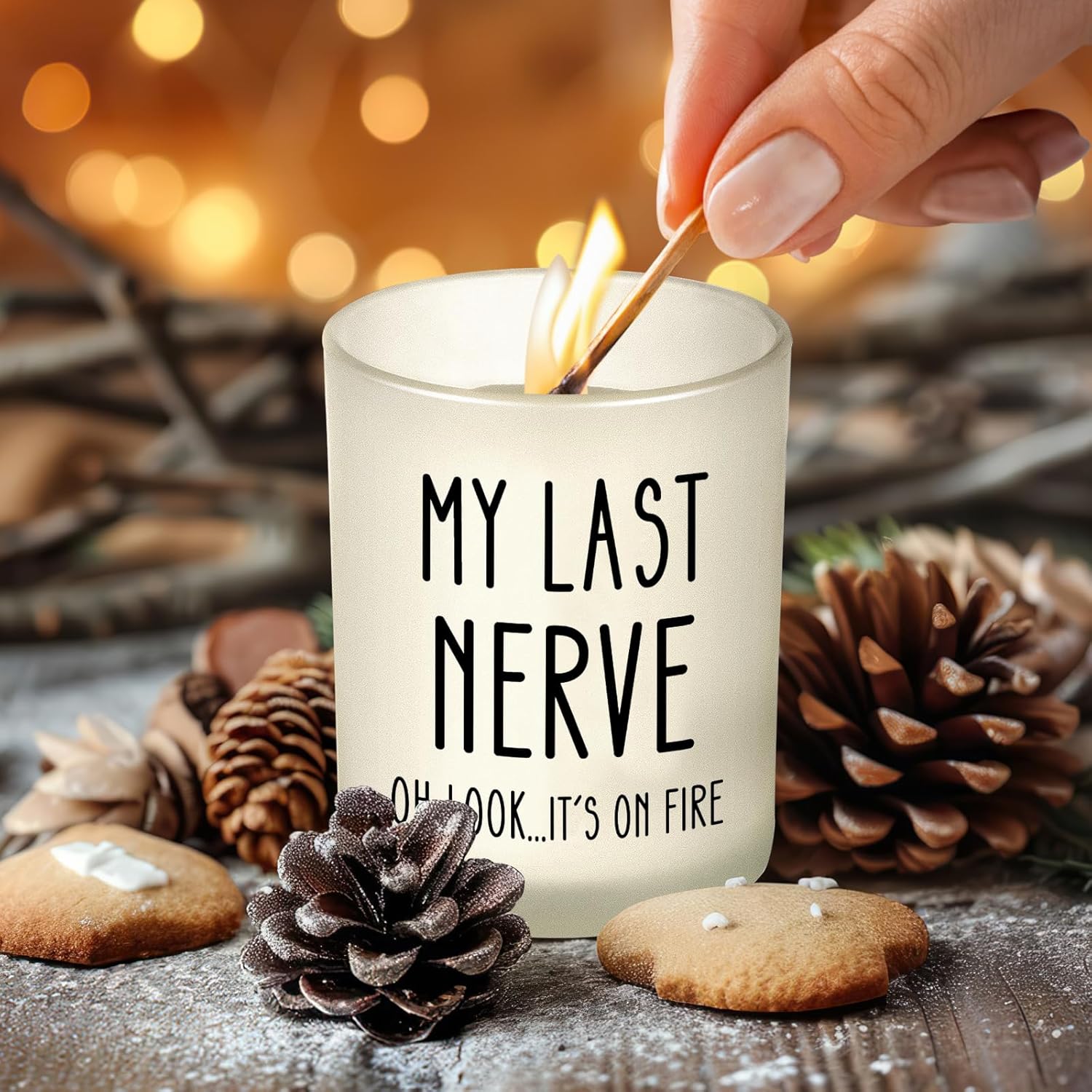 Funny Birthday Gifts For Women, Valentines Day Gifts For Her, Mom Wife Birthday Gift Ideas, Gag Gift For Women Who Have Everything, My Last Nerve Candle For Mom Sisters Best Friends Coworkers Teachers