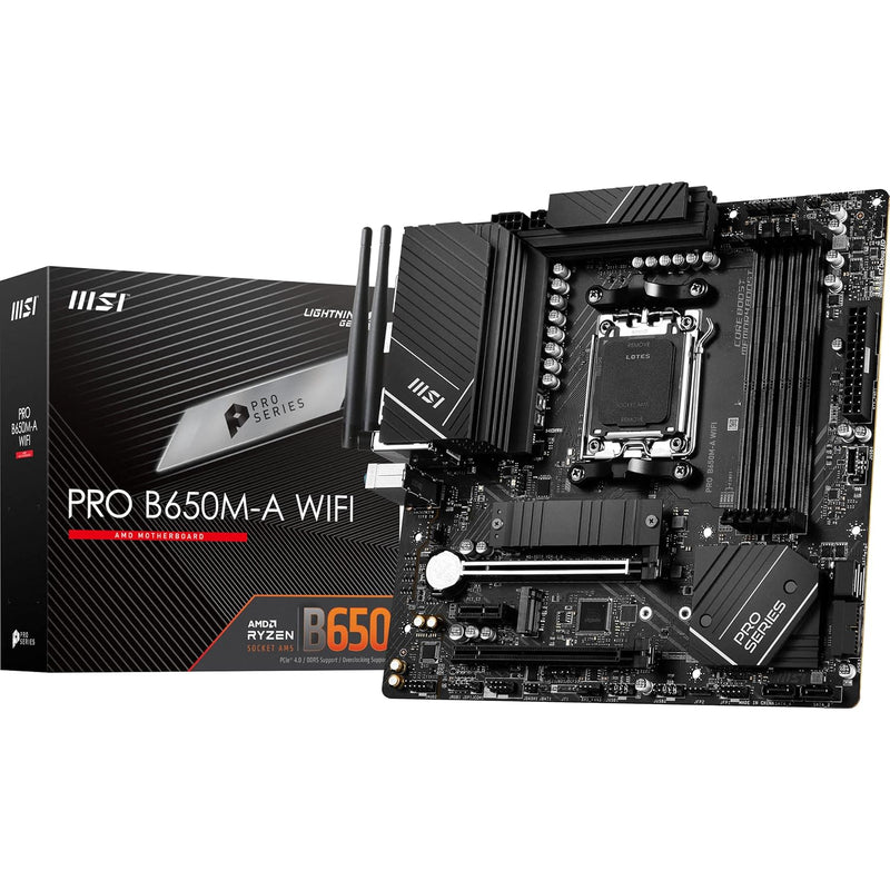 MSI PRO B650M-A WiFi ProSeries Motherboard (AMD AM5, mATX, DDR5, PCIe 4.0, M.2