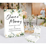 Share A Memory Cards For Celebration Of Life Decorations Ideas - 30 Greenery Memorial Cards And 1 Sign, Guest Book Alternative For Funeral Graduation Wedding Bridal Shower Anniversary Retirement