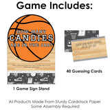 Big Dot of Happiness Nothin’ but Net - Basketball - How Many Candies Baby Shower or Birthday Party Game - 1 Stand and 40 Cards - Candy Guessing Game