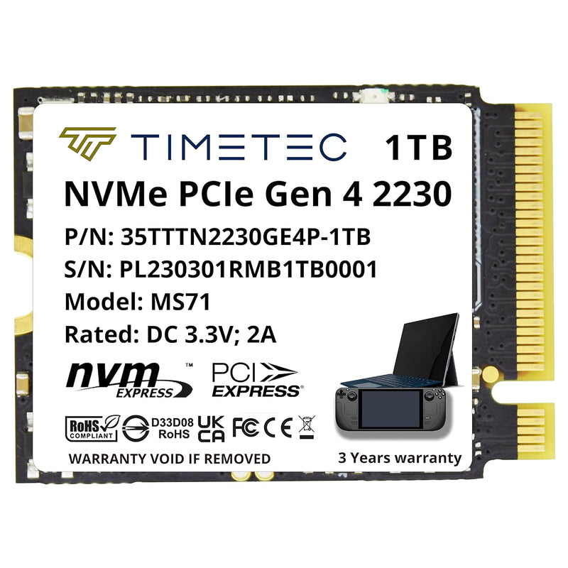 Timetec 1TB M.2 2230 SSD NVMe PCIe Gen 4x4 Read Up to 5,100 MB/s Compatible wi