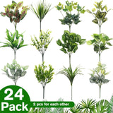 24 Pcs Artificial Flowers Plants For Outdoors, Uv Resistant Artificial Fake Plants Plastic Faux Greenery Outdoor Indoor For Decors Wedding