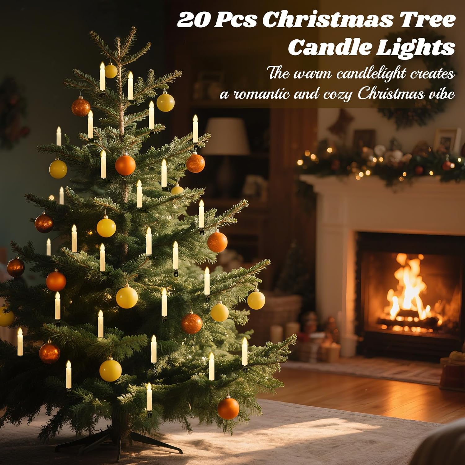 Christmas Tree Candle Lights 20 Led, Flickering Clip On Flameless Candles With Remote Timer & 4 Modes, Xmas Tree Candle Lights Holiday Ornaments For Trees Windows Party Wedding, Beige
