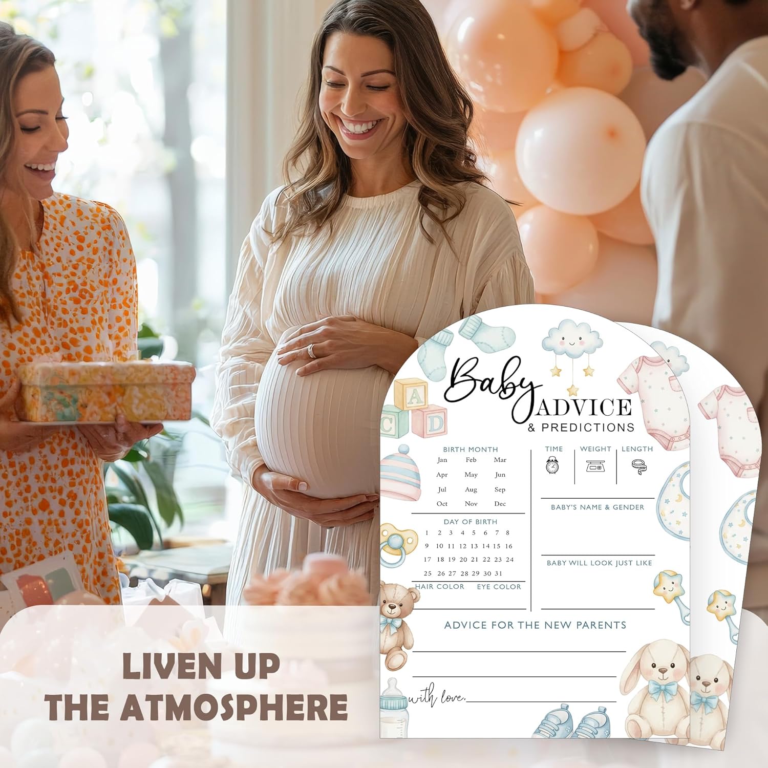 Baby Predictions And Advice Cards - 30Pcs Gender Reveal Games For Guests, 5 X 7 In Baby Shower Activities For Guests, Gender Neutral Table Decorations For New Parents