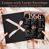 Large 70Th Birthday Card For Women With Envelope, Black Rose Gold Happy 70Th Birthday Guest Book Gifts Jumbo Seventy Greeting Card 1956 Decorations Party Supplies