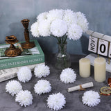 50Pcs Artificial Chrysanthemums Heads Ball Flowers Homecoming Mum Flower Bulk 2.9'' Silk Mum Supplies Artificial Homecoming Mum Supplies White Tissue Hanging Paper Pom-Poms For Party Wedding Home (50)