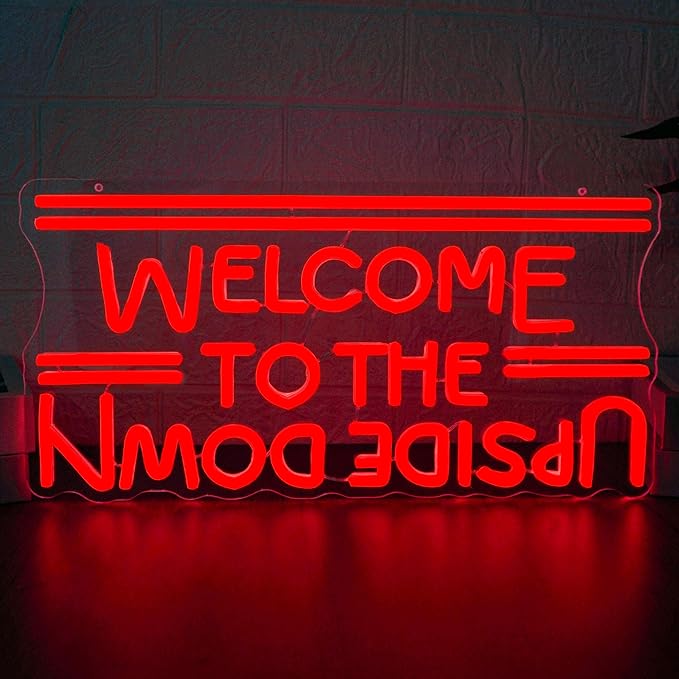 Welcome to the Upside Down Neon Sign USB Dimmable LED Wall Light for Game Room Man Cave Decor