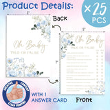 Baby In Bloom Baby Shower Games For Boy Girl, Spring Blue Floral Gender Neutral Party Decorations Favors Ideas, True Or False Game, 25 Pcs-C01