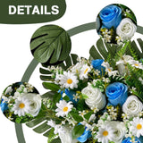 Artificial Cemetery Flowers - Mixed Artificial Roses And Daisies Saddle Flowers For Headstone