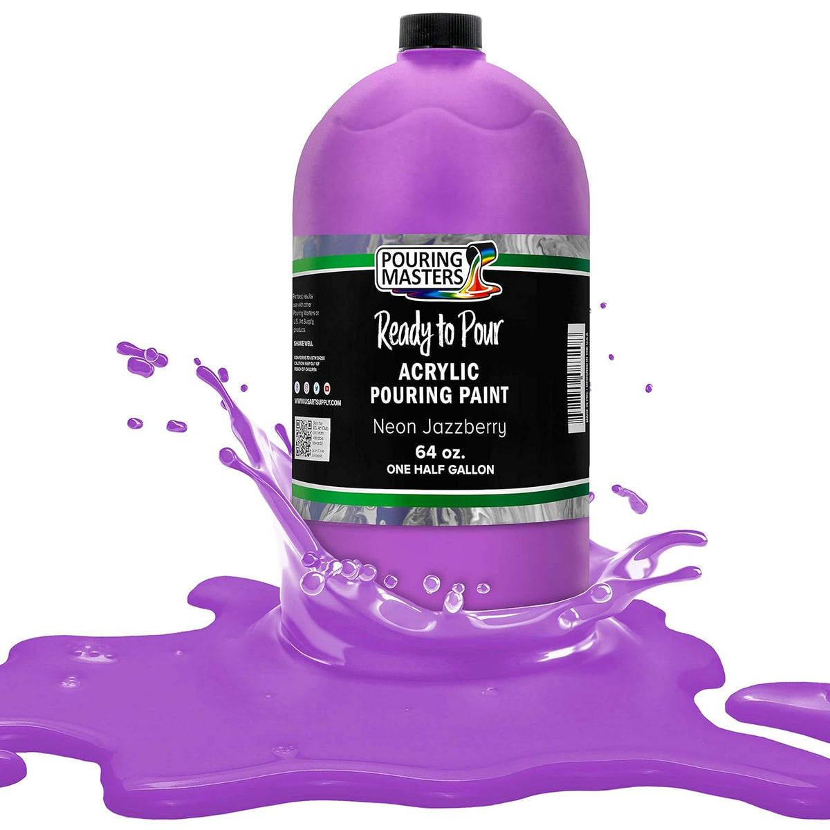 Pouring Masters Neon Jazzberry Ready To Pour Acrylic Pouring Paint - Premium 64-Ounce Pre-Mixed Fluid Acrylic Paint - Fluid Art Supplies For Canvas, Wood, Paper, Tile & Rocks