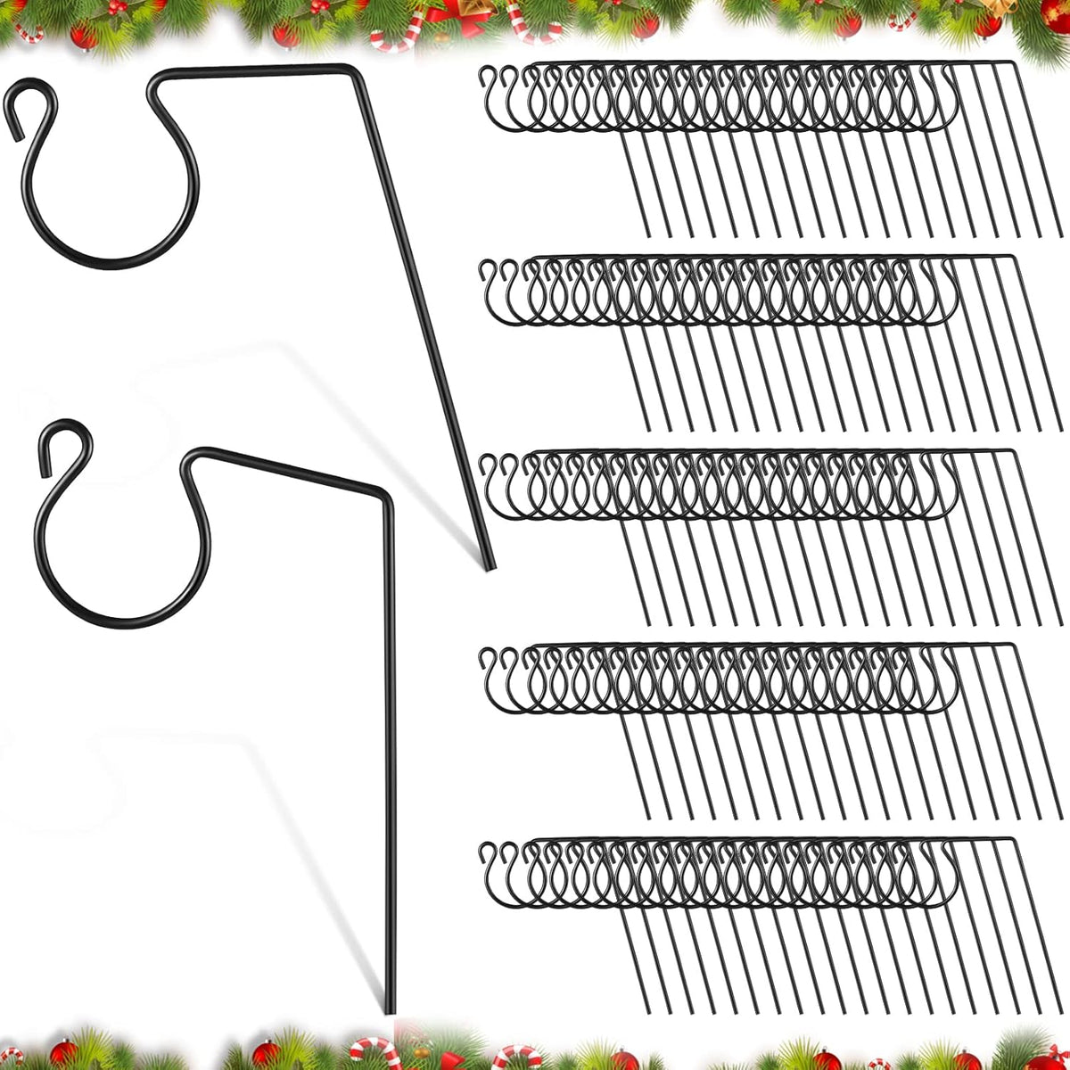 Metal Christmas Light Gutter Hooks Christmas Light Hanger Hooks For Gutters Stainless Steel Xmas Outdoor Clips For Kitchen Bathroom Work Shop Garden(Black,100 Pieces)