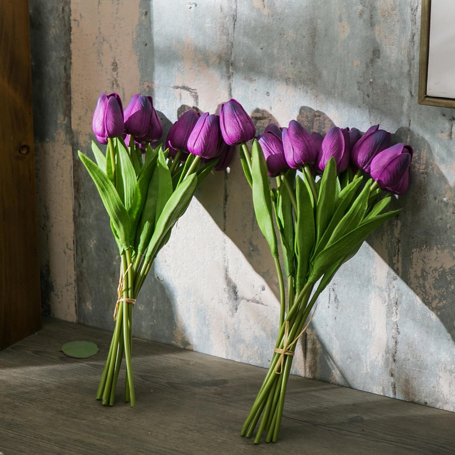 20Pcs Purple Artificial Tulip Flowers, Silk Fake Flowers 13" For Mother'S Day, Easter, Valentine’S Day Gifts In Bulk, Home, Kitchen, Wedding Decorations
