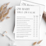 Oh Baby! True Or False Game Kits For Baby Shower - Minimalism Pearl White - 30 Fill In The Blank Game Cards With 1 Answer Card Each Set, Gender Reveal, Gender Neutral?Party Favor & Supplies - A04