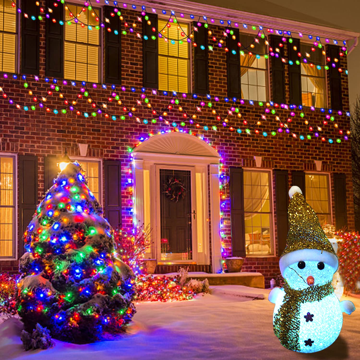 Christmas Decorations 380 Led Christmas Lights 8 Modes Half-Round Extenable String Lights For Xmas New Year Patio Yard I