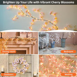 100 Led Cherry Blossom Lights, 5.9Ft Fairy Lights For Bedroom, 8 Flashing Modes Cherry Blossom Branches, For Mantel, Wed