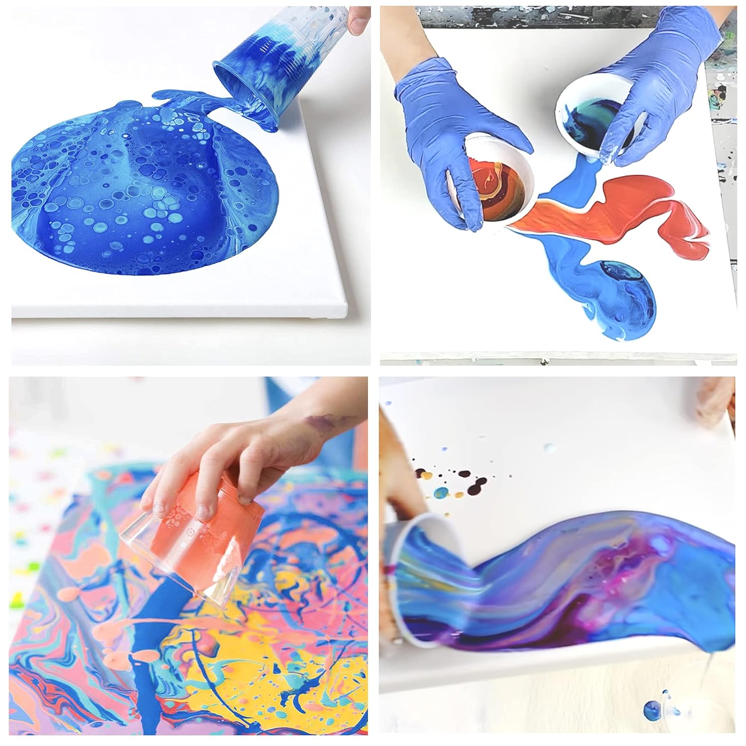 Floetrol For Acrylic Paint Pouring Medium Additive, White Paint Pouring Supplies, 20 Disposable Paint Mixing Cups, 20X Pixiss Wood Paint Mixing Sticks