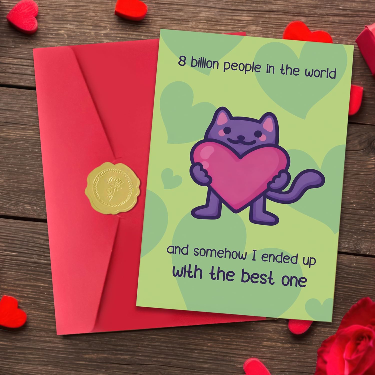 Funny Valentines Day Card,Valentines Day Cards Gifts For Him Her,Valentines Day Card For Husband Wife Boyfriend Girlfriend Fiance Fiancee Men Women With Cute Cat Holding Heart Design