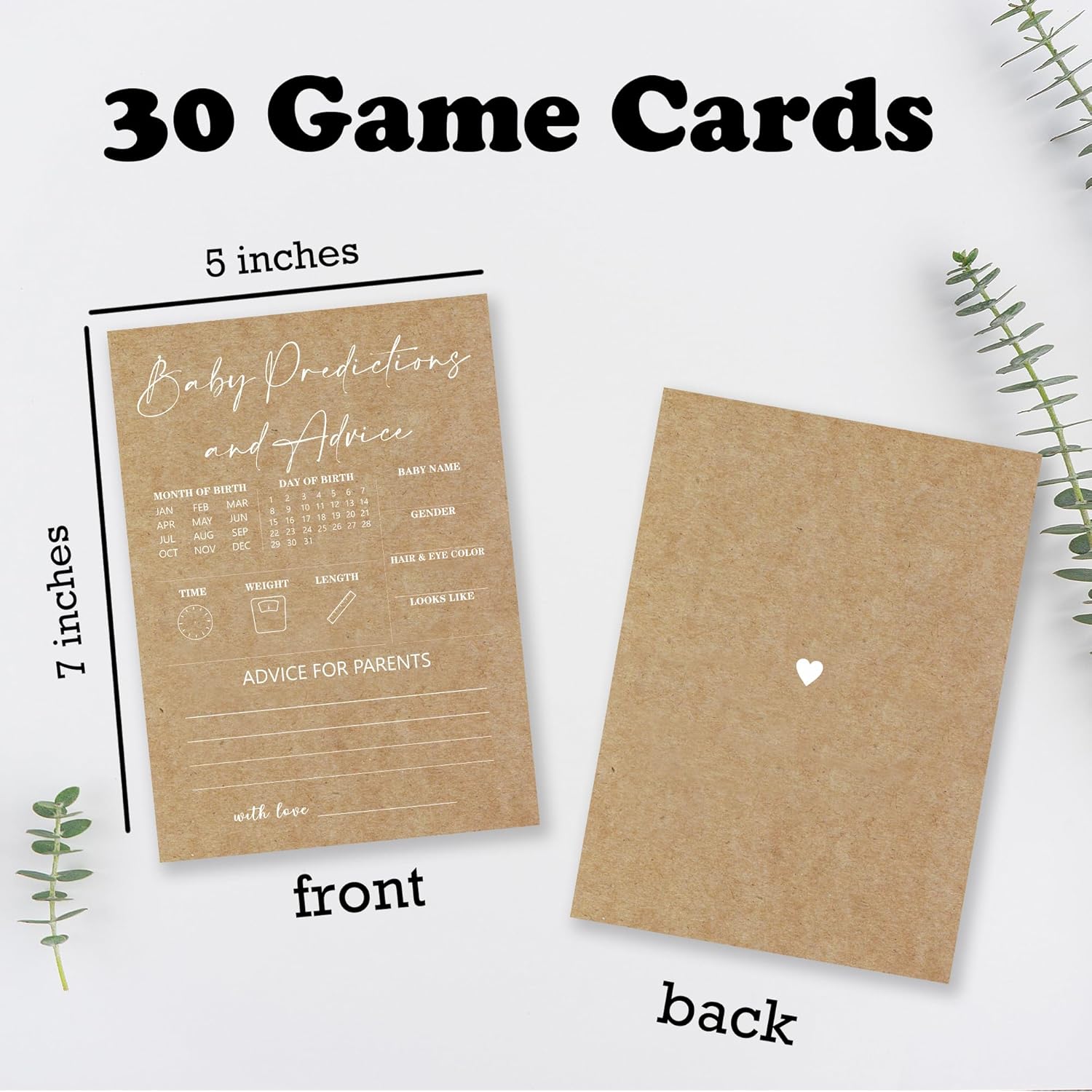 Kraft Paper Baby Shower Game Set,30 Fill In Prediction & Advice Game Cards,Wishes For Baby,Advice For New Parents, Baby Announcement,Gender Reveal, Baby Shower Game Activity, Party And Supplies - 02