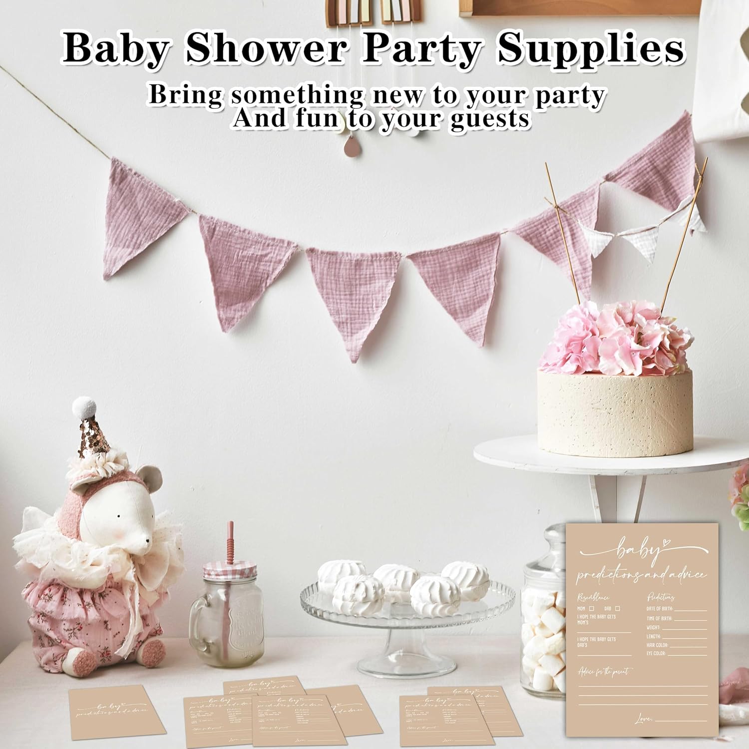 Baby Prediction And Advice Cards, Baby Shower Games Cards, Minimalism Boy Or Girl Baby Gender Reveal Party Favors Decorations And Supplies, 30 Pcs Double-Sided - A13