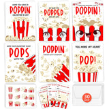 Popcorn Valentine'S Day Cards For Kids Classroom, 30 Pack Valentine Cards With 36 Stickers & 30 Envelops, Valentines Gifts For Boys Girls