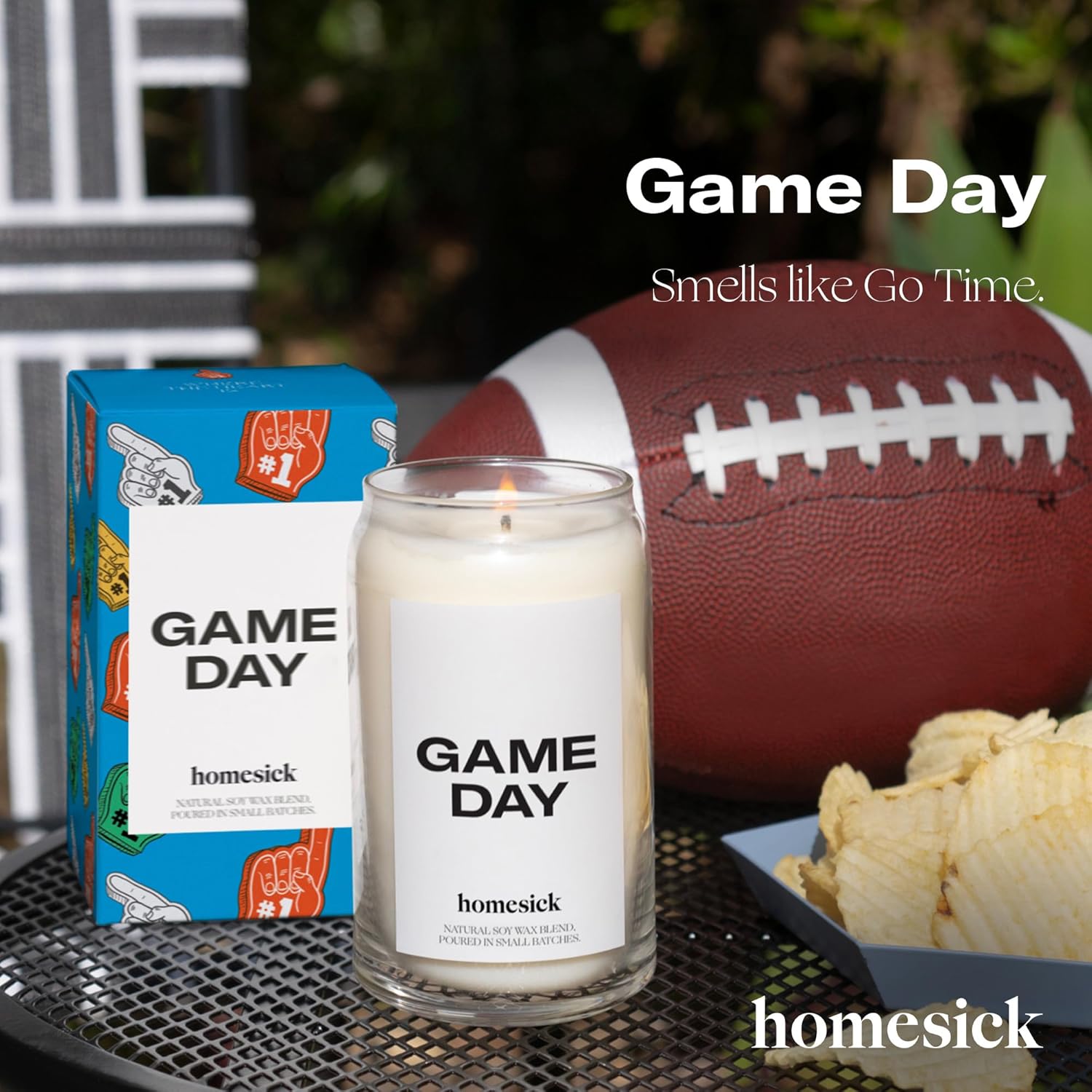 Scented Candles For Home (Game Day) - 13.75 Oz Long-Lasting Soy Wax Blend Jar Candle Gifts For Women & Men, 60-80 Hours Burn Time - Notes Of White Amber, Tonka Bean & Smoked Birch