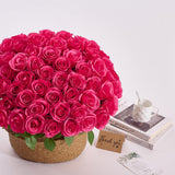 60 Pcs Fake Hot Pink Roses Artificial Flowers Bulk Realistic Silk Faux Rose With Stems For Wedding Decoration Anniversary Bridal Bouquet Diy Floral Arrangement Romantic Home Decor Gifts
