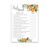 A Little Cutie Baby Shower Games — Find The Guest Game — Pack Of 25 — Icebreaker Baby Shower Activity, Citrus Orange Theme, Gender Neutral Guess Who Came To The Party G350-Ftg
