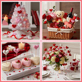12 Pcs Valentines Heart Picks Crochet Valentines Day Tree Picks Valentine Bouquet Heart Artificial Flower Handmade Knitted Flowers Hearts Decorations For Mother'S Day Galentines Birthday
