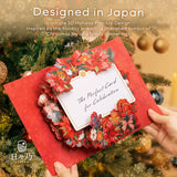 3D Pop-Up Christmas Wreath Card | With Slide-Out Message Note | Handcrafted Holiday Greeting Card | Perfect For Christmas, Holiday Wishes & Winter Greetings | Designed In Japan