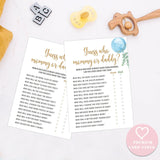 Blue Balloon Guess Who Mommy Or Daddy Game, Pack Of 30 Cards, Baby Shower Game, Gender Neutral Boy Or Girl, Fun Baby Activity - Gn47