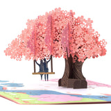 Cherry Blossoms And Swing 3D Pop Up Card, Anniversary Card, Valentines Day Card, Romantic Gift, Birthday Card For Wife Husband Couple Girlfriend Boyfriend, With Envelope