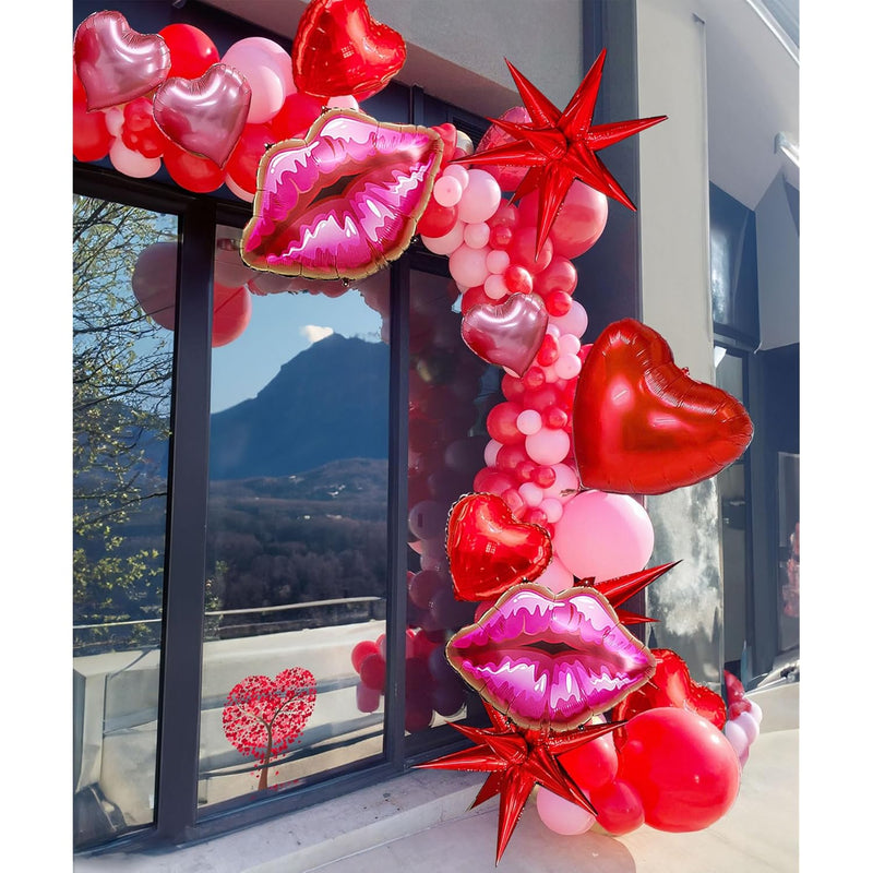 Pink And Red Balloon Garland Kit 125Pcs Valentines Day Balloon Arch Wi