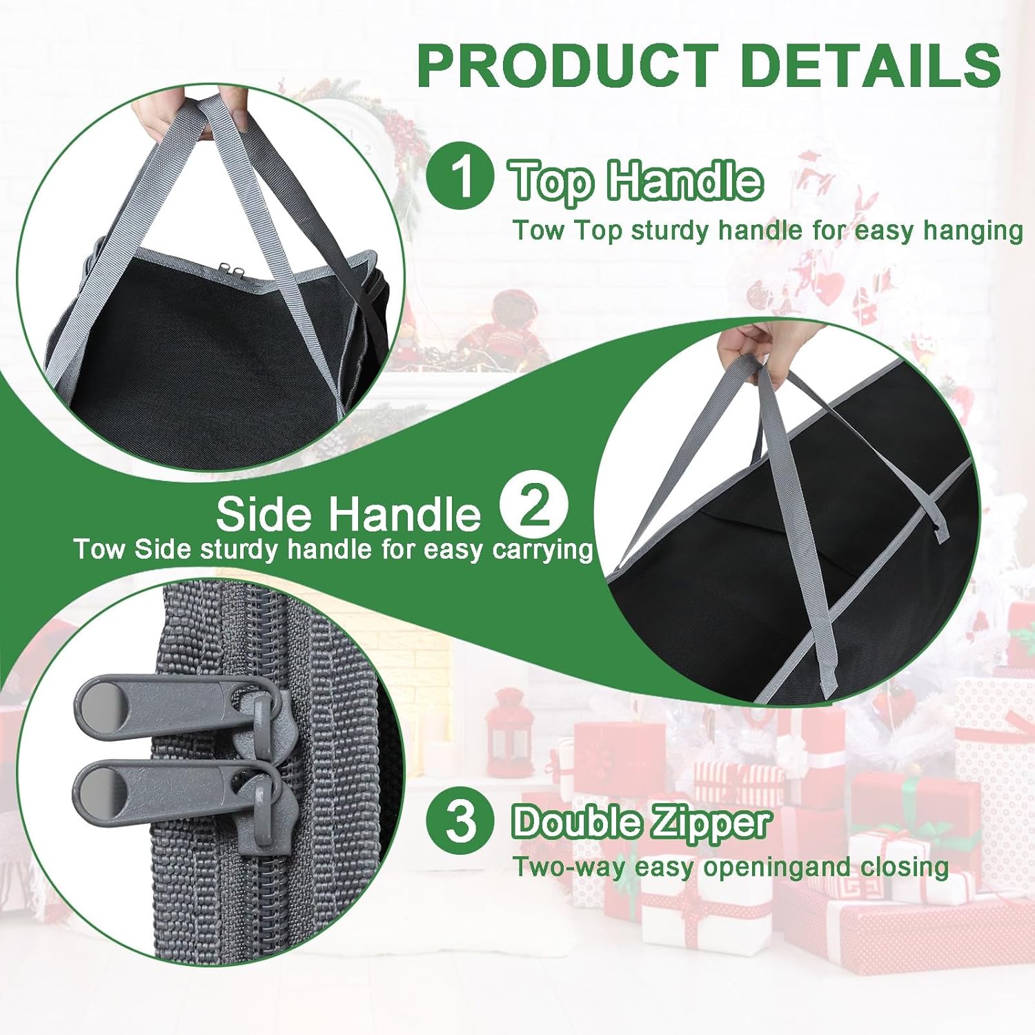 Large Wrapping Paper Storage Bag – 41" Christmas Gift Wrap Organizer With Reinforced Handles, Holds 25 Rolls – Black & Gray Two-Tone Design, Dustproof & Stain-Resistant For Wrap Paper Storage