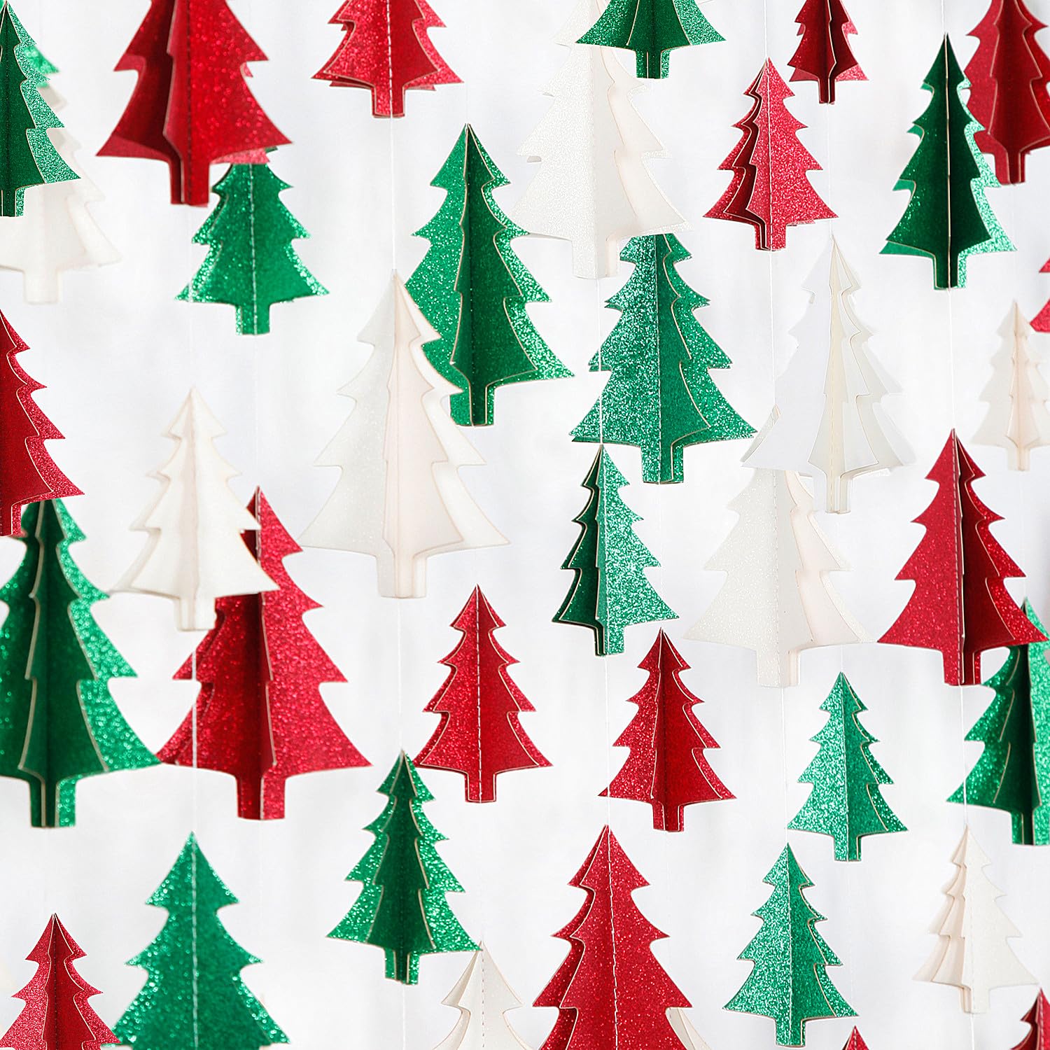 Green-White Red Christmas-Tree Party-Decorations Garland - 25 Ft Hanging Paper Streamers Banner,Birthday Wedding Baby Bridal Shower Bachelorette Decor