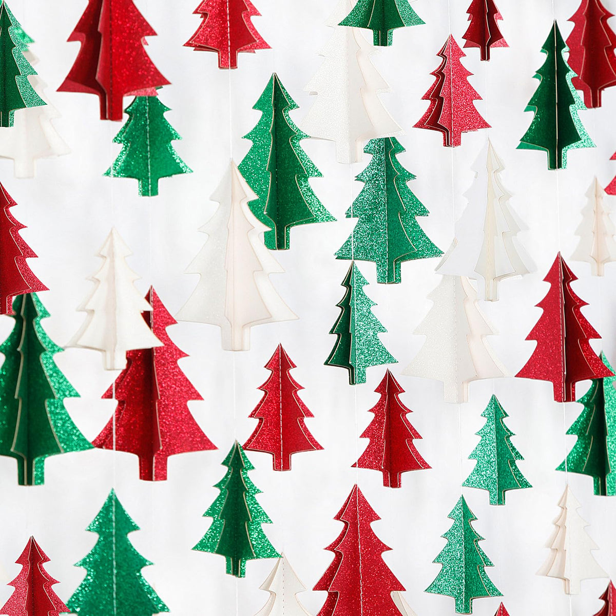 Green-White Red Christmas-Tree Party-Decorations Garland - 25 Ft Hanging Paper Streamers Banner,Birthday Wedding Baby Bridal Shower Bachelorette Decor