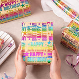 Birthday Kraft Wrapping Paper Roll, Mini Roll, Colorful Foil Happy Birtdhay Text Pattern Kraft Paper, Birthday Gift Wrap For Birthdays, Party And Special Occasions, 17 Inches X 16.4 Feet