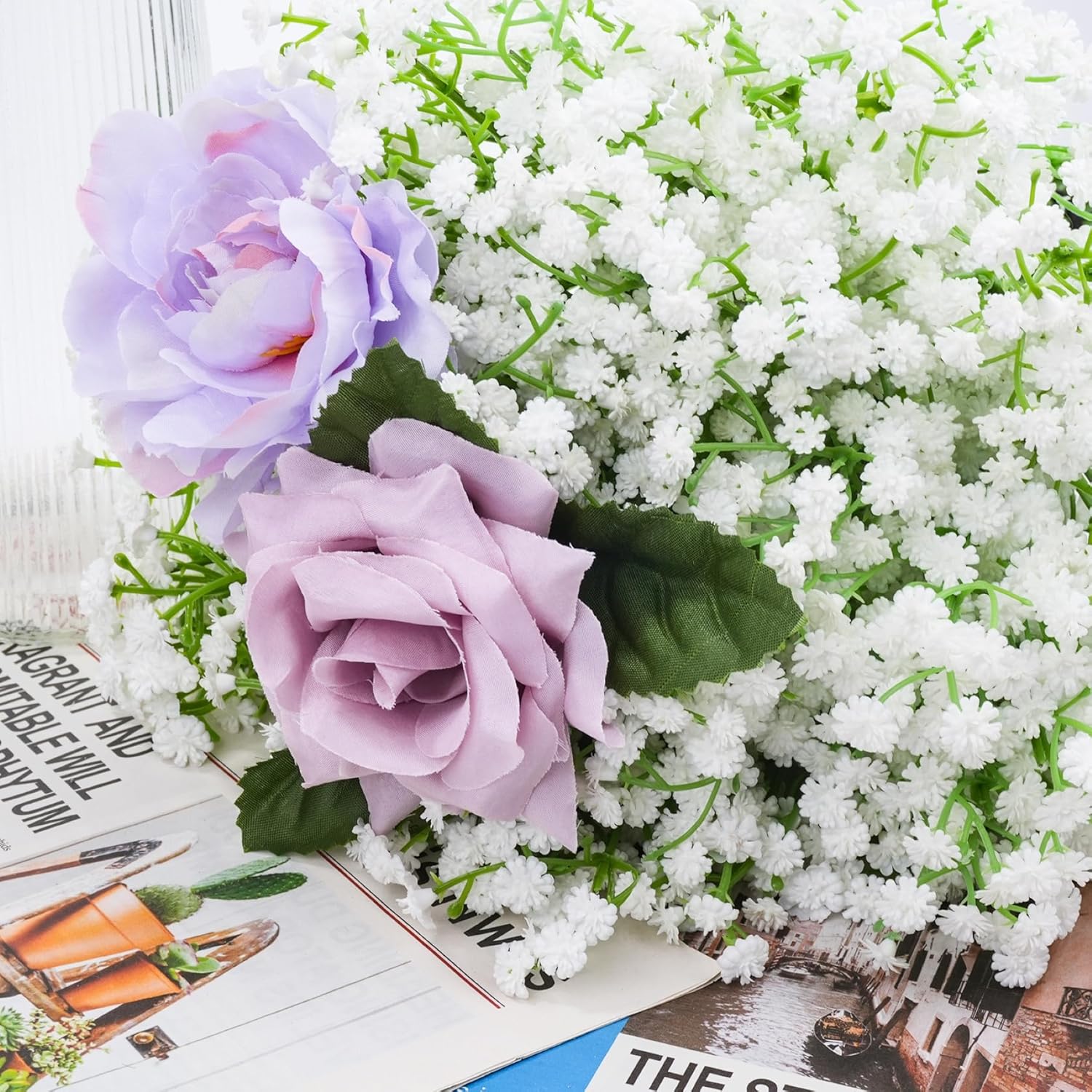 Babys Breath Artificial Flowers, 36 Pcs Baby Breath Flowers Artificial Bulk Real Touch Faux Flowers Bouquets For Wedding Decor Party Home Decoration (White)